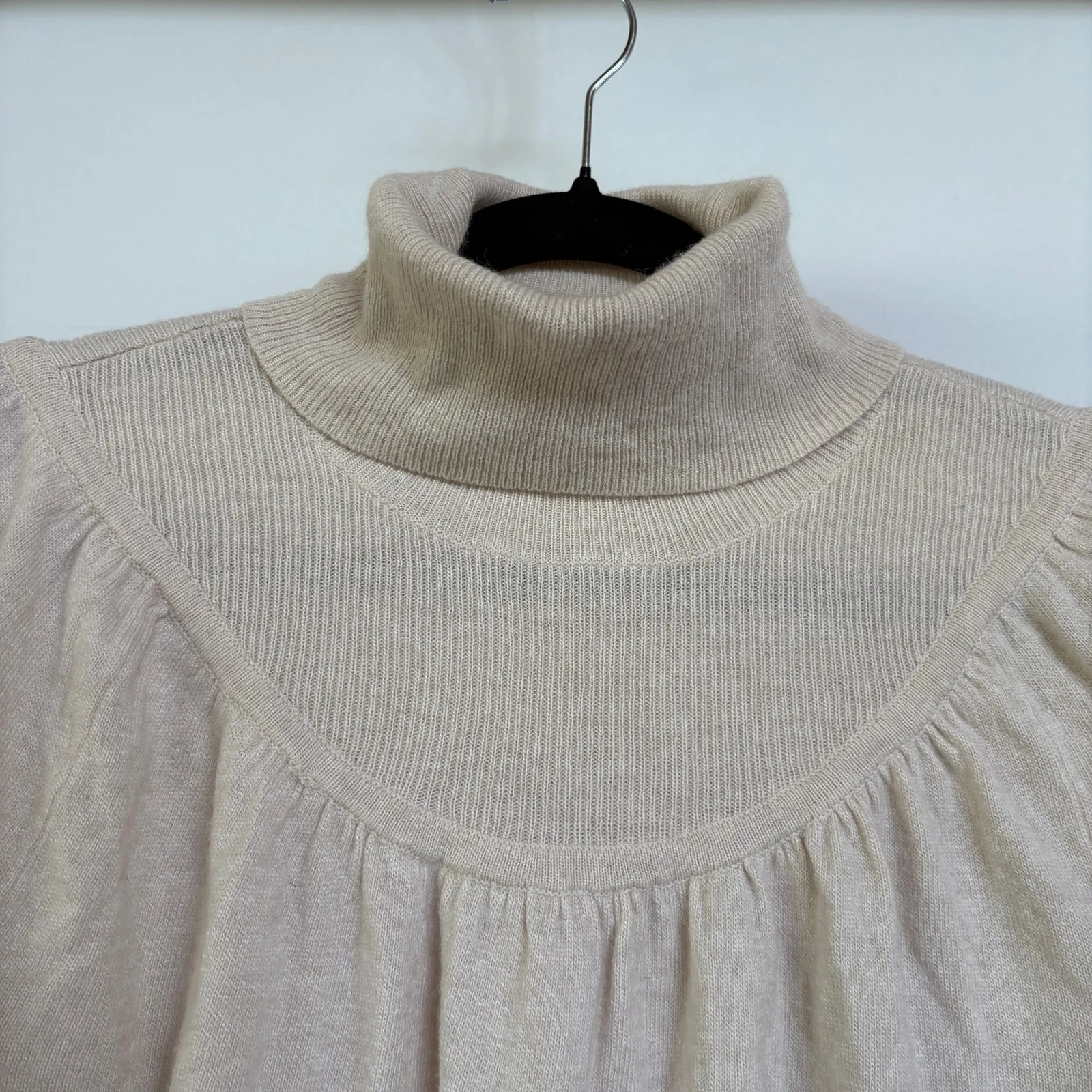 Madewell Cream Wool Blend Turtleneck Sweater Prairie Yoke Neck Minimalist XS - Image 4