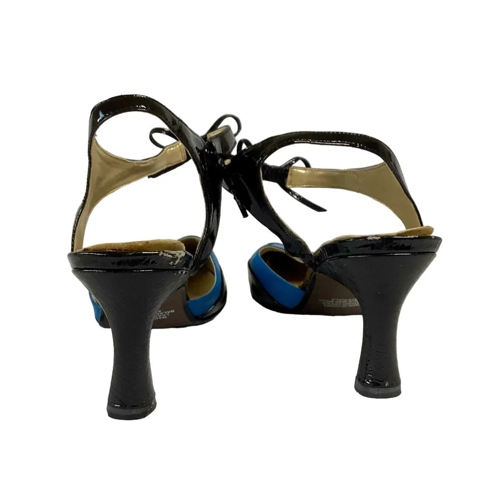 Apostrophe Blue and Black Leather Pumps - Image 4