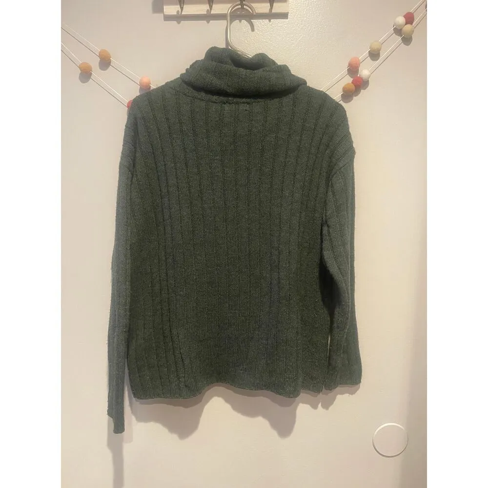 Lord & Taylor Forest Green Chunky Turtleneck Sweater Size M - Image 6