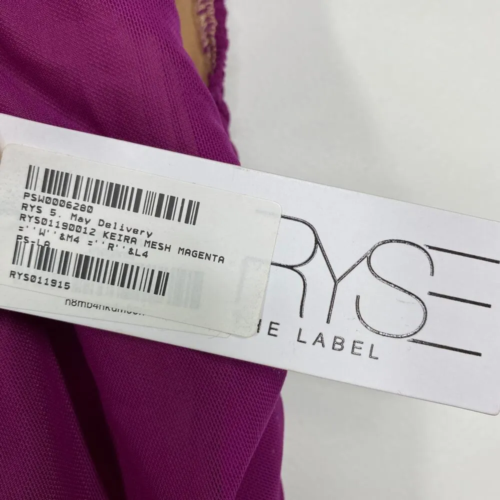 RYSE The Label Womens Maxi Dress Size XS Magenta Purple Keira Mesh Ruched Gown - Image 6