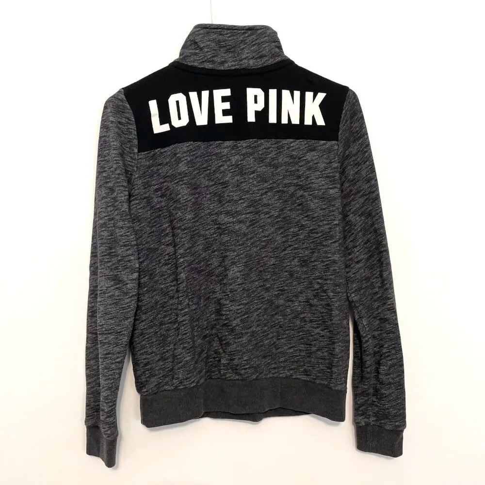 PINK VS VICTORIA'S SECRET Perfect Quarter 1/4 Zip Black White Colorblock Logo XS - Image 11
