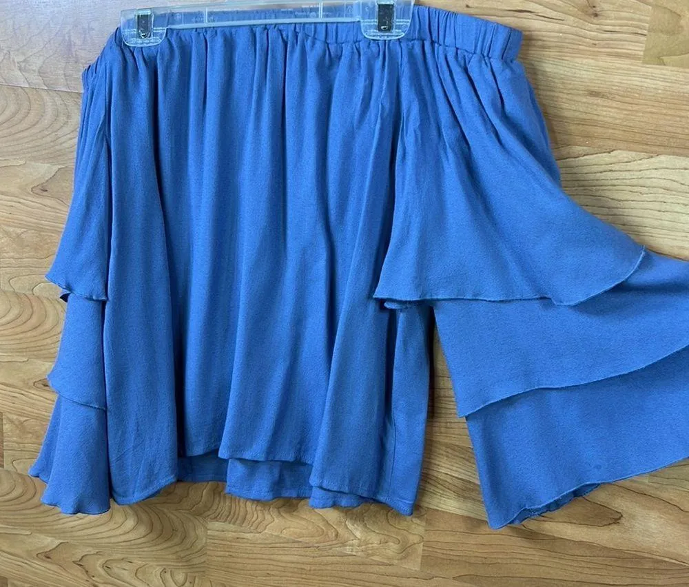 Ella Moss Size Small Off the Shoulder Layered Ruffle Bell Sleeve Top - Image 3