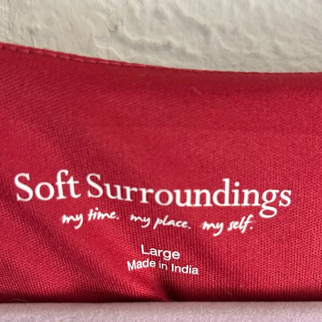 Soft Surroundings Niran Red Paisley Maxi Dress Large Peasant Prairie western - Image 5