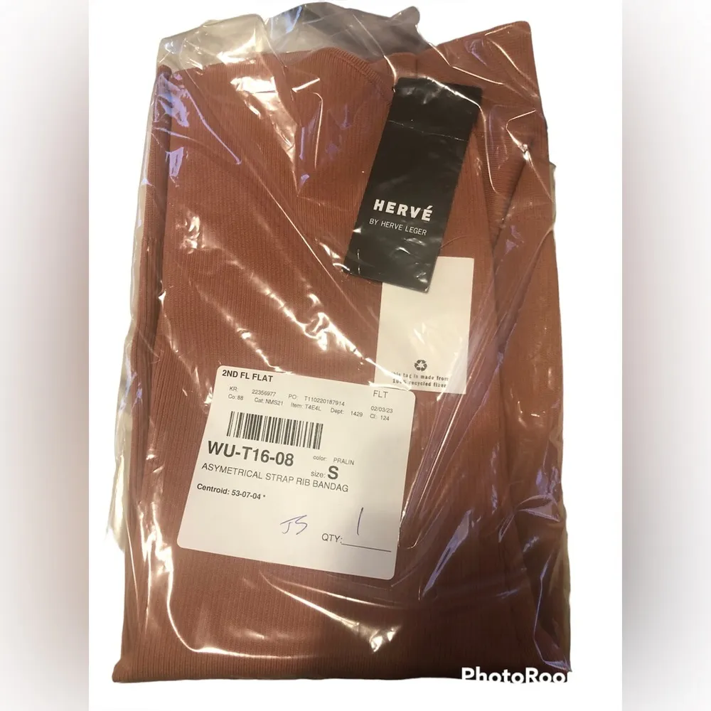 HERVÉ by Hervé Léger Asymmetric Ribbed Bandage Mini Dress - Image 8