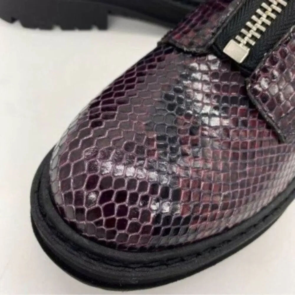 Marc Fisher Paralee Lugsole Leather Ankle Boots New Snakeskin Moto Goth - Image 11