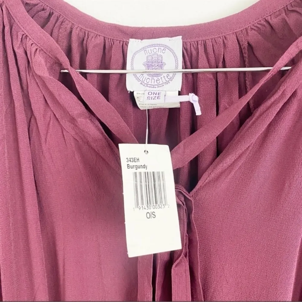 Muche et Muchette Burgundy One Size Long Sleeve Lightweight Boho Dress NEW - Image 3