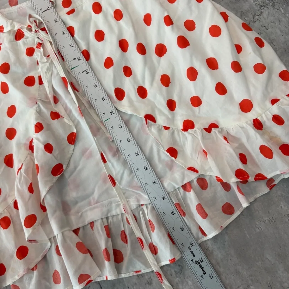 Coquette girl polka dot kimono dressing gown white duster romantic RIXO XS - Image 4