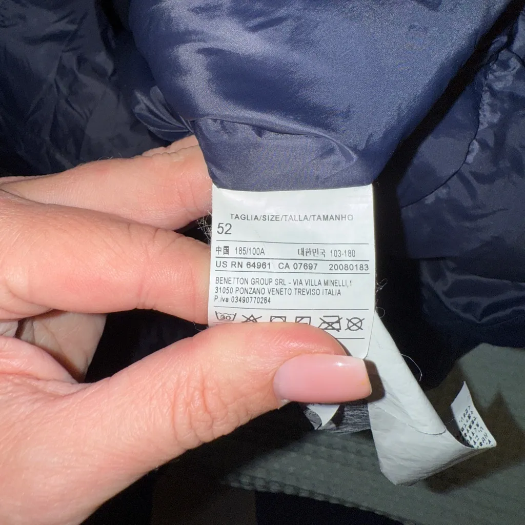 United Colors of Benetton navy blue lightweight puffer jacket size 52 XL - Image 6