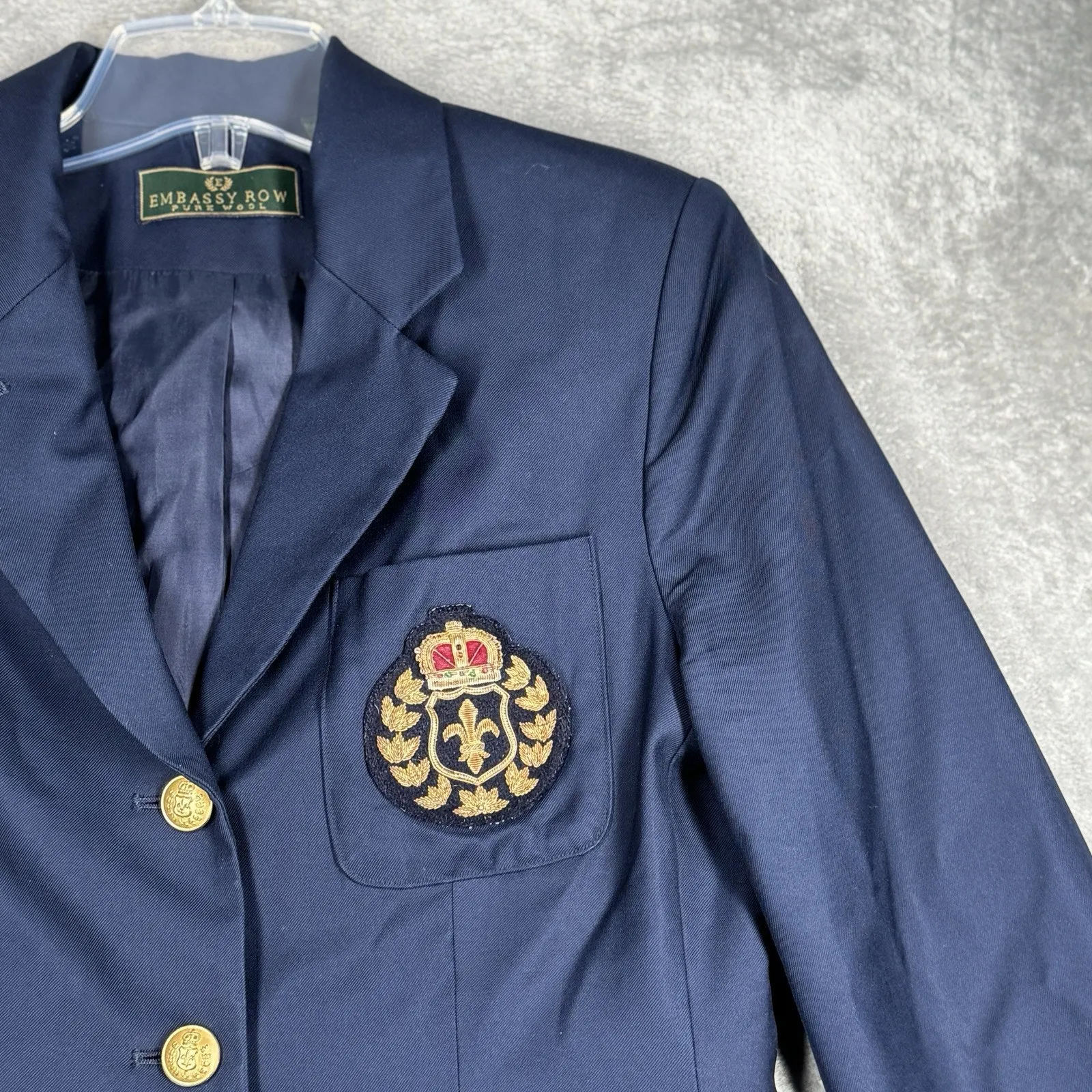 Embassy Row Blazer Womens 6 Blue Crest Business Professional Preppy Academia‎ - Image 5