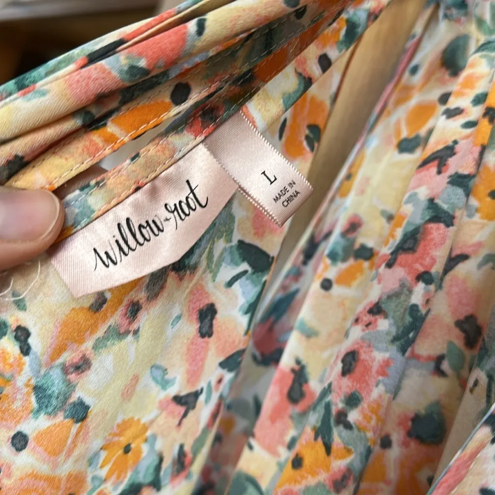 Willow & Root Floral Chiffon Halter Neck Top, Large Orange - Image 8