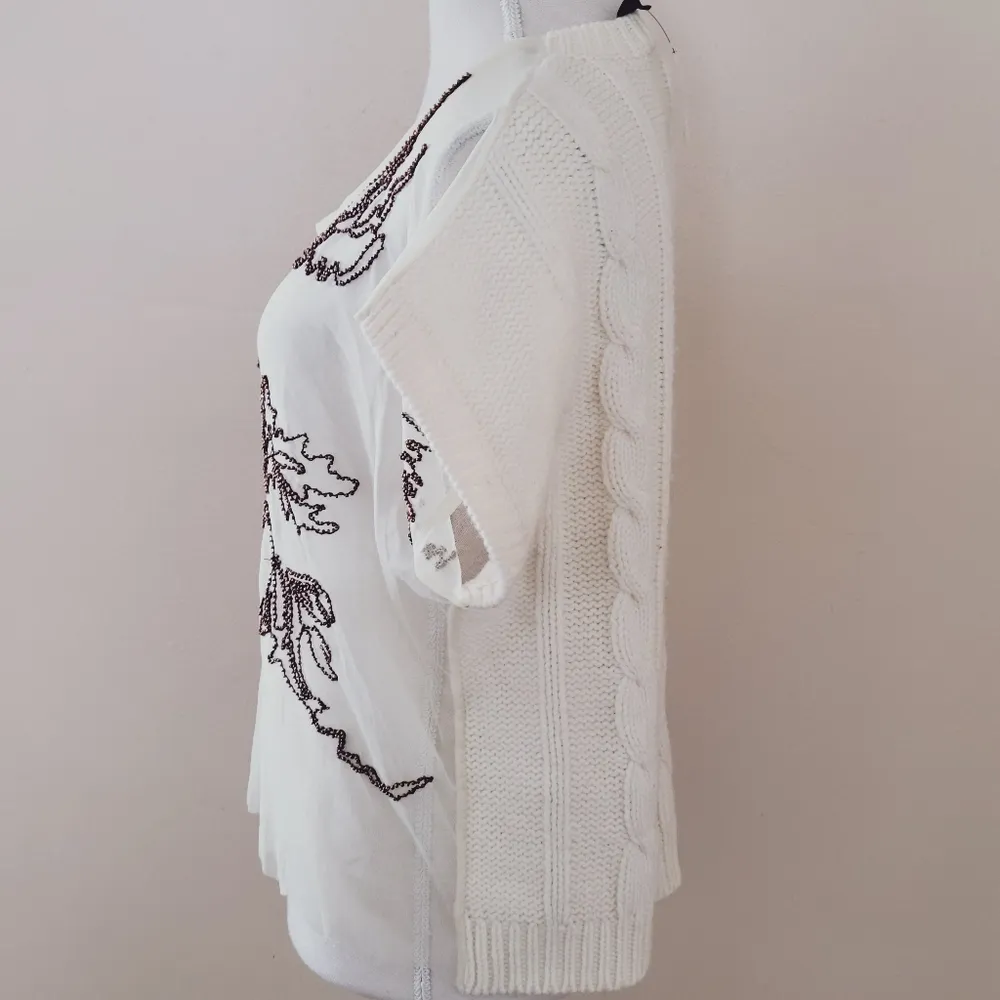 Bke Boutique cream mesh front sweater size large - Image 4