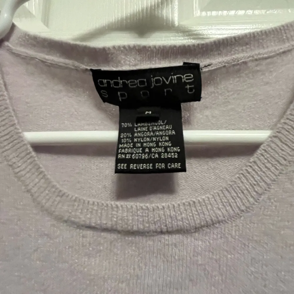 Women’s Vintage Andrea Jovine
Purple Short Sleeved 70% Lambwool M Sweater - Image 3