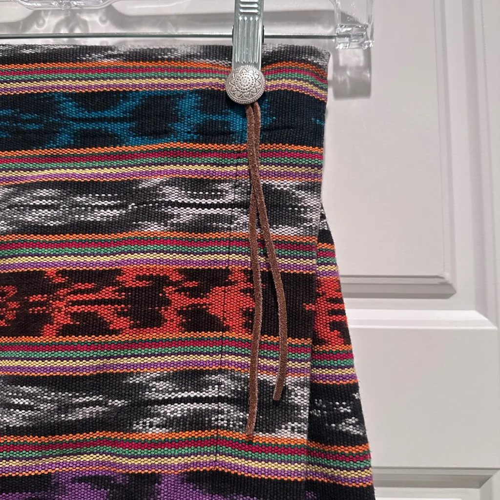 Vintage Kelly‎ Stryker Colorful Aztec Mini Wrap Skirt 100% Cotton Sz 4 Blue - Image 4