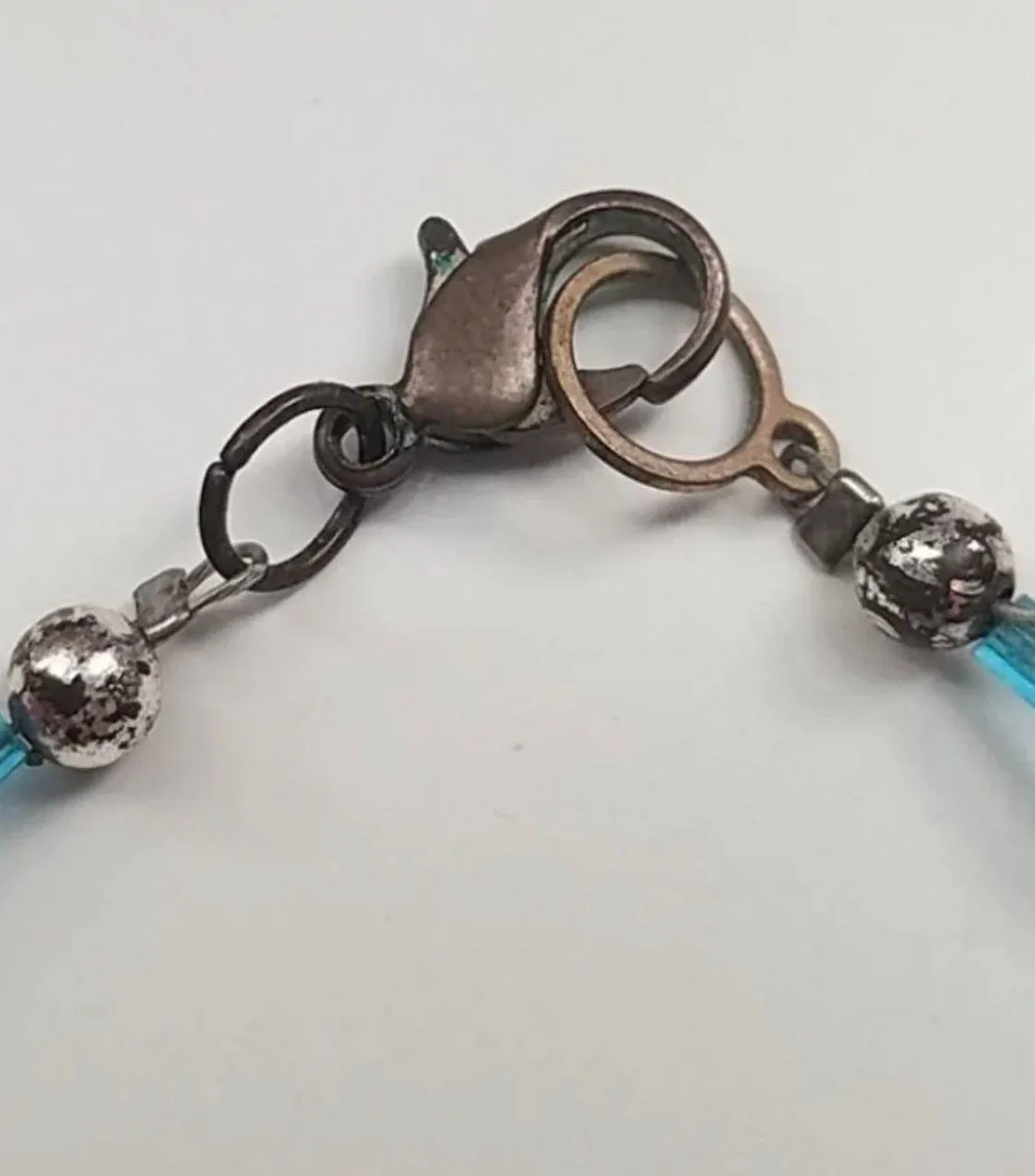 Light Blue Handmade Beaded Stone Necklace - Image 4