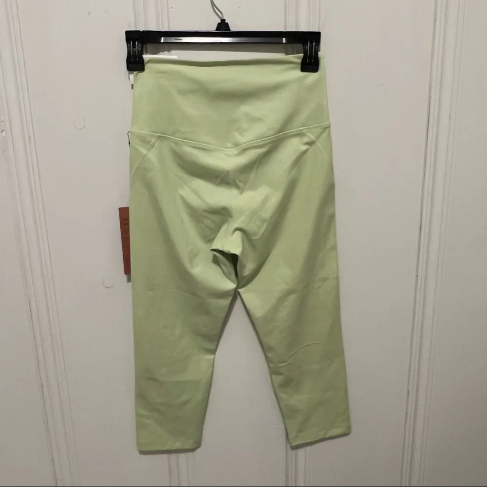 Girlfriend Collective High Waist Active Capri Leggings in Lime Green Butterfly S - Image 9