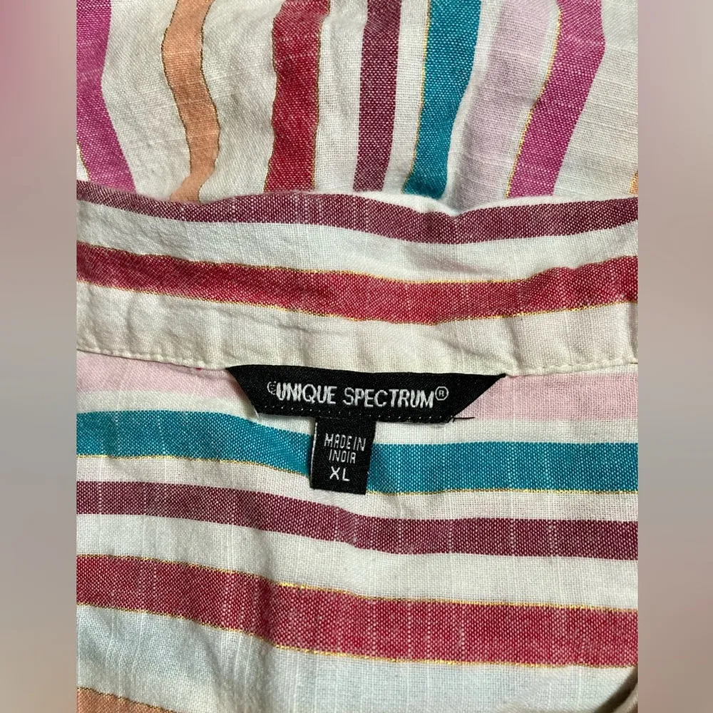 Unique Spectrum striped button up blouse - Image 2
