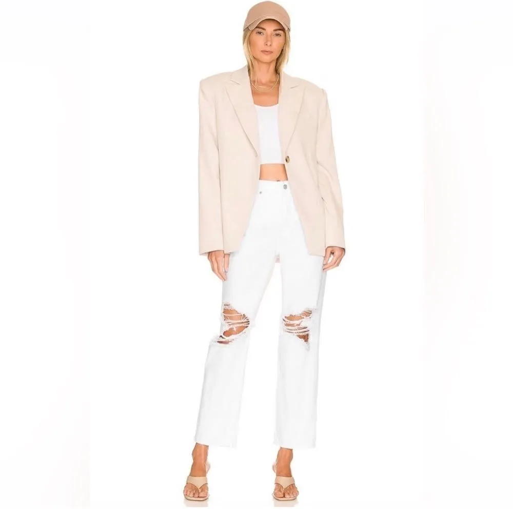 NWT Good American Good '90s Duster Natural Fray White - Image 4