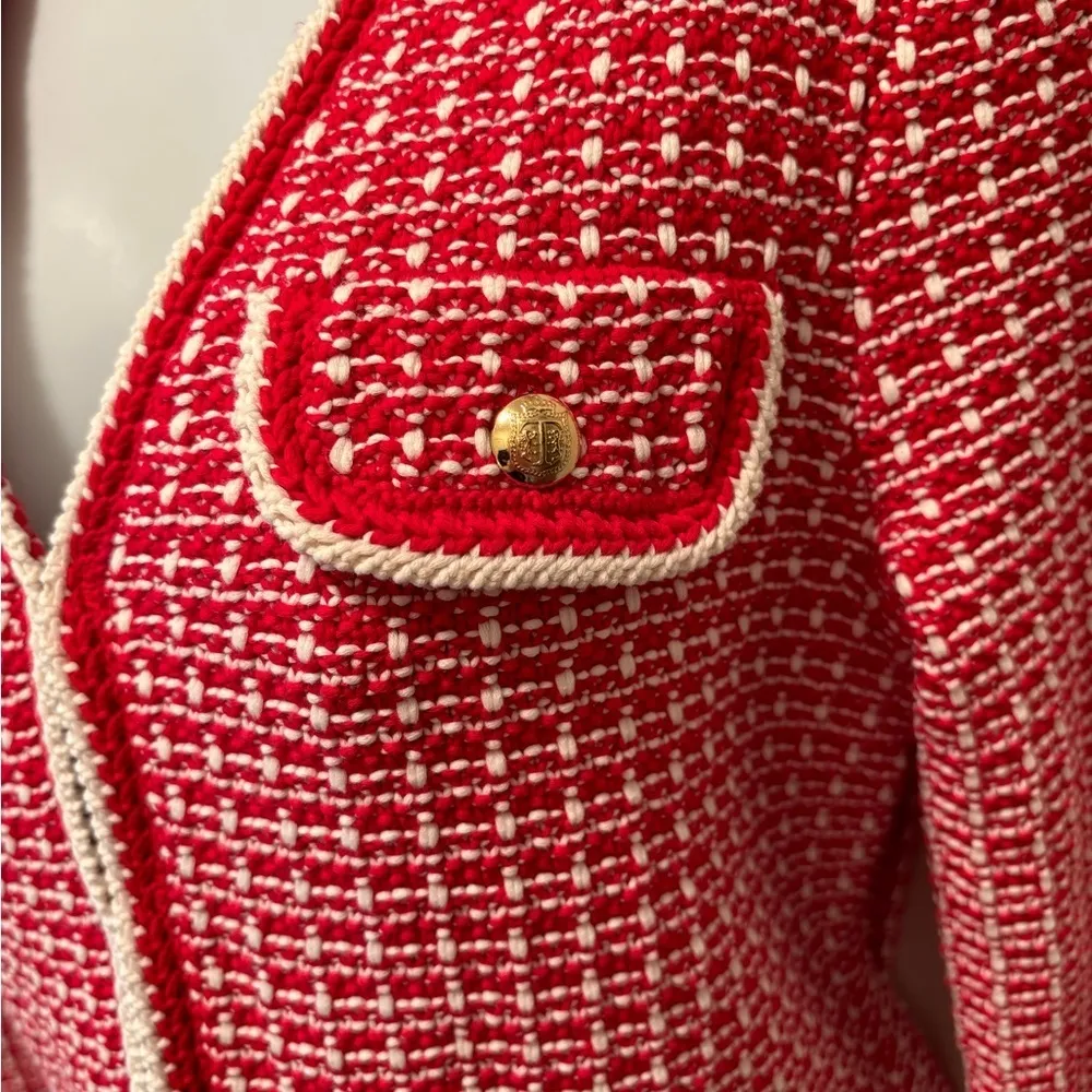 VTG Talbots Clueless Preppy Tipped Tweed Knit Cardigan Sweater Jacket Sz SP - Image 5