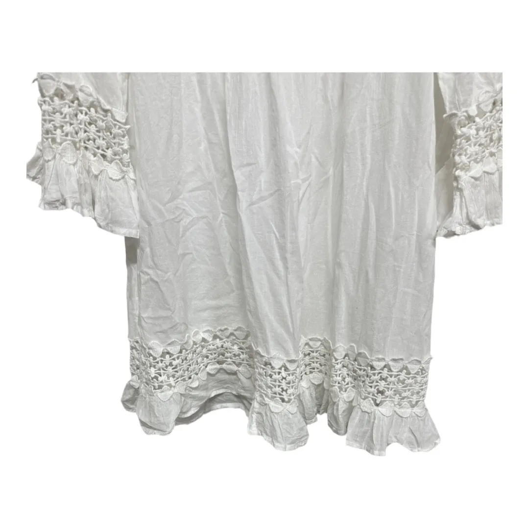 Cute Options White Cottage Core Peasant Festival Cotton Tunic Top 100% Cotton XL - Image 3