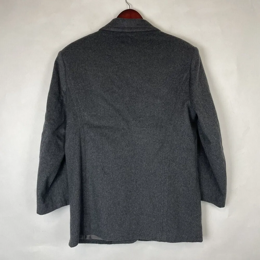 Vintage ANN TAYLOR size 12 Gray wool Cashmere one button blazer Coat relaxed fit - Image 5
