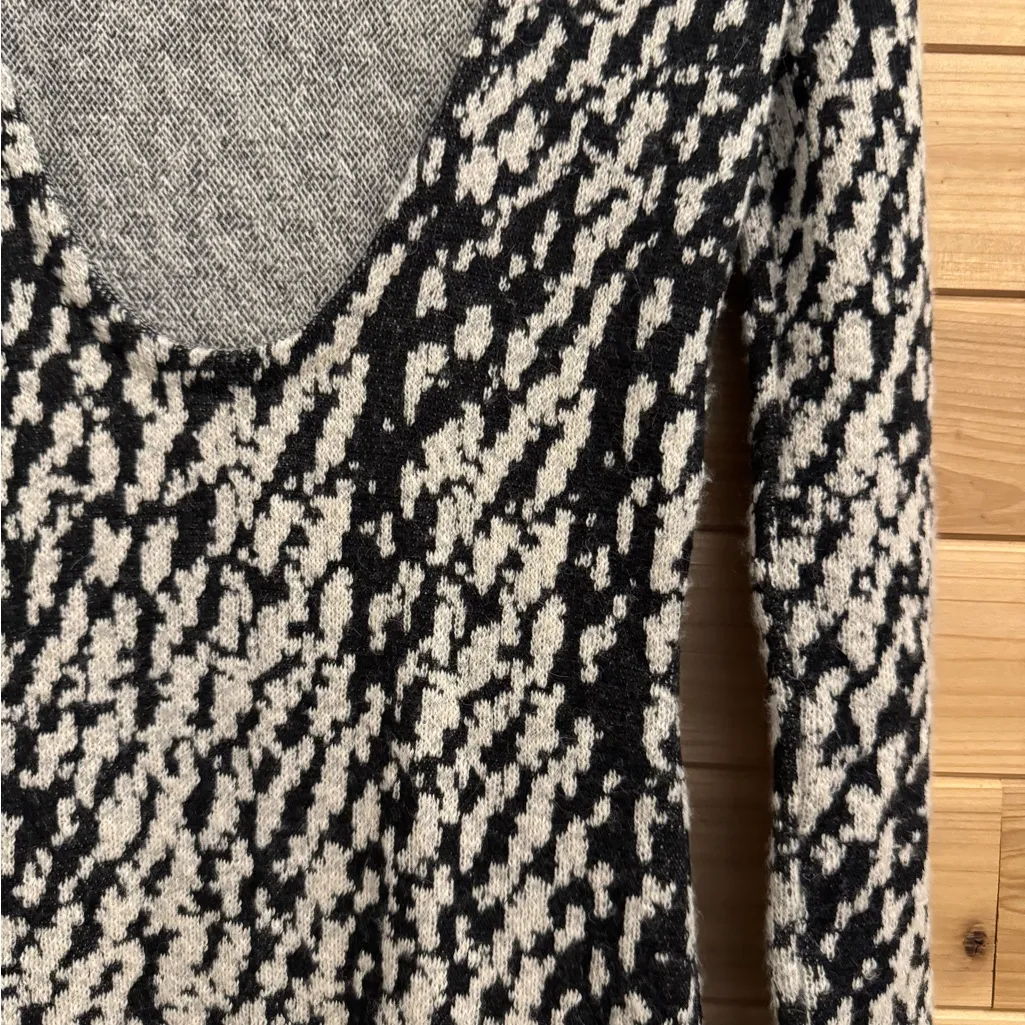 L’ogan Size 2/XSmall Low Back Baby Alpaca Knee Length Long Sleeve Dress Black - Image 9