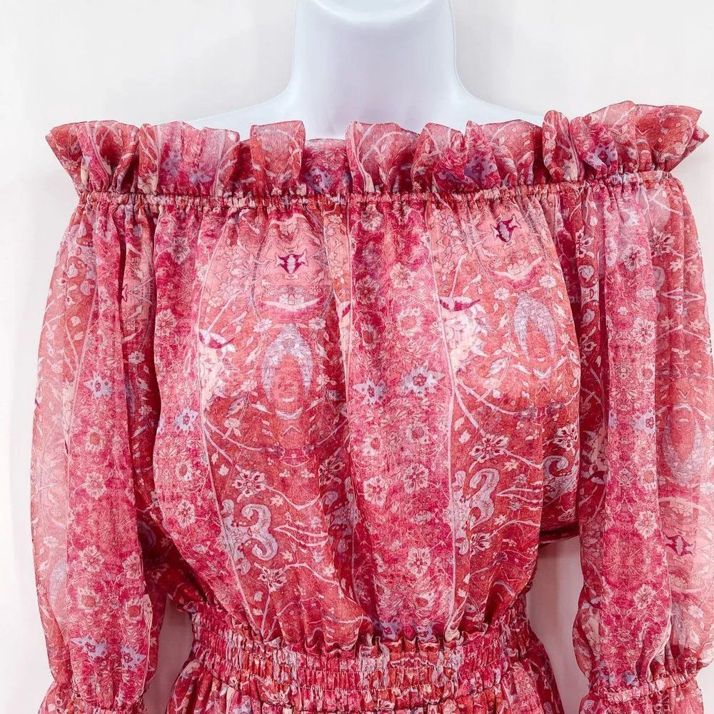 MISA Los Angeles Danae Dress Washed Rose Lilac Floral Off The Shoulder Mini - Image 6