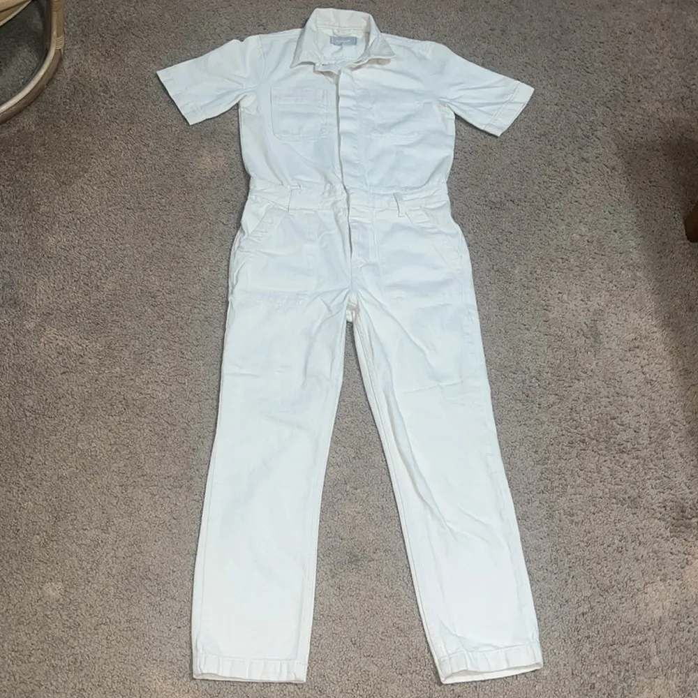 Everlane‎ Short Sleeve Denim Coverall Organic Cotton Seeded Ecru 00 - Image 3