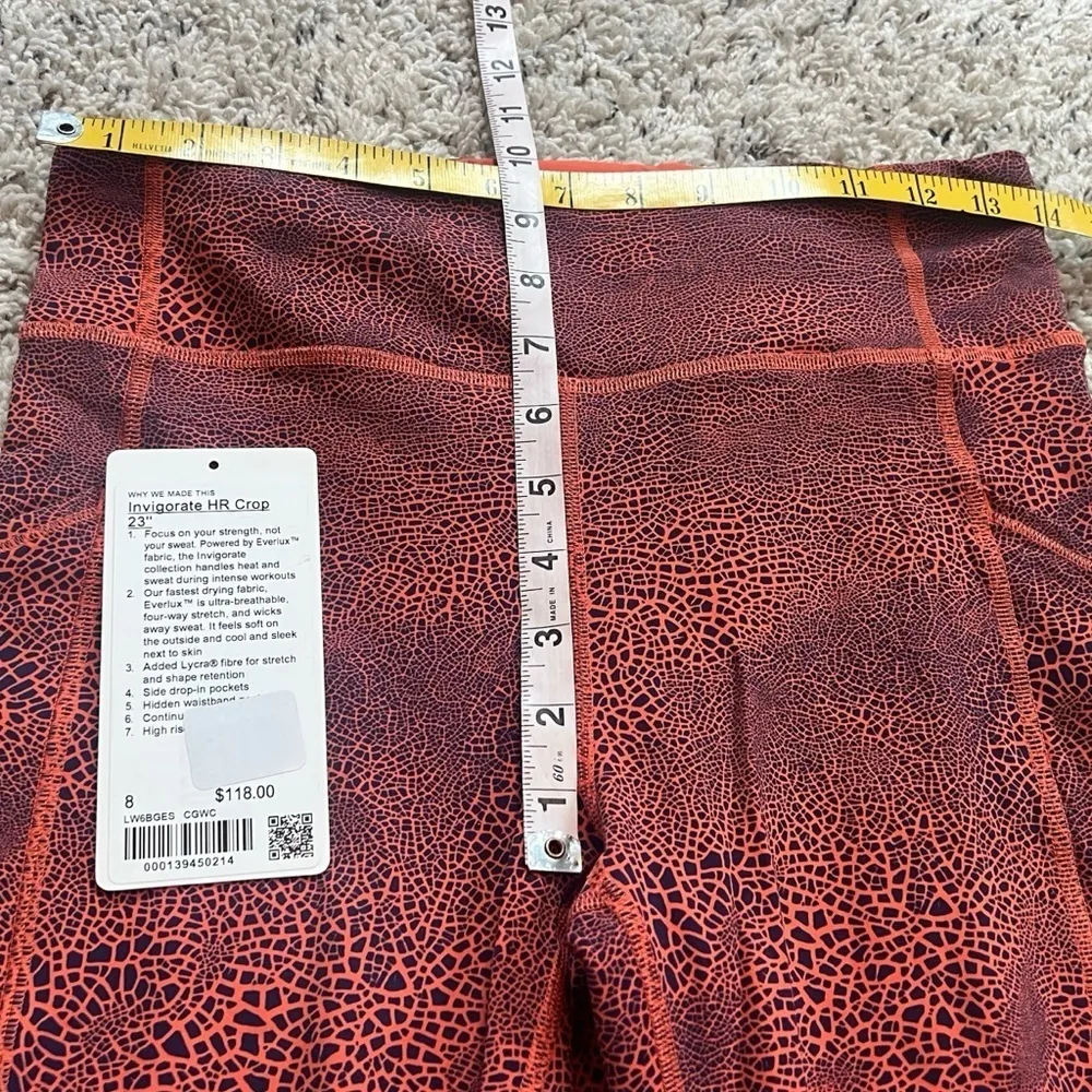 Lululemon Invigorate High Rise Crop 8 23” Crackle Glaze Vintage Orange Larkspur - Image 7