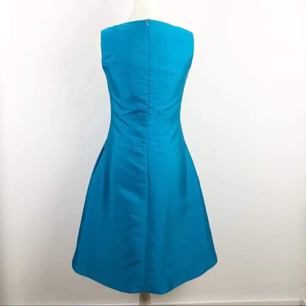 NEW Hilton Hollis Blue Mini Dress Pleated Sleeveless Cocktail Aquamarine Size 2 - Image 7