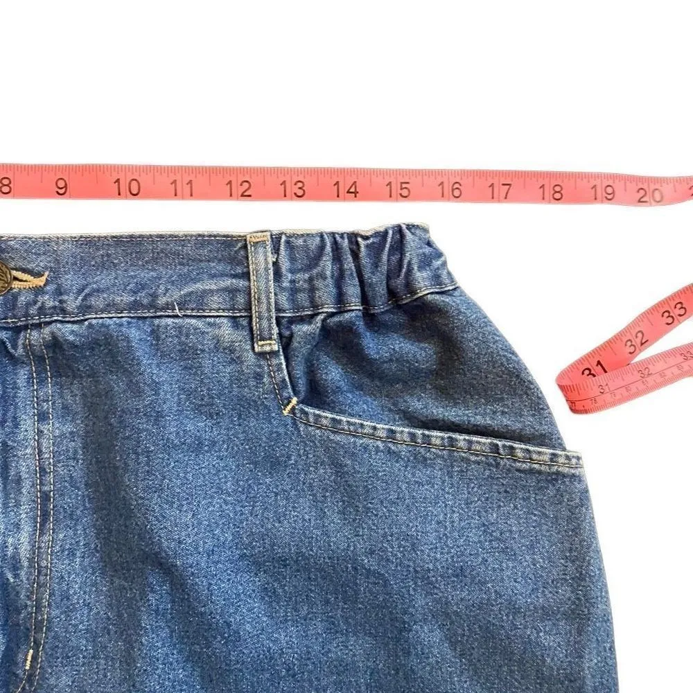 Denim & Co vintage jean skirt size 31” slit in back elastic waist Blue - Image 4