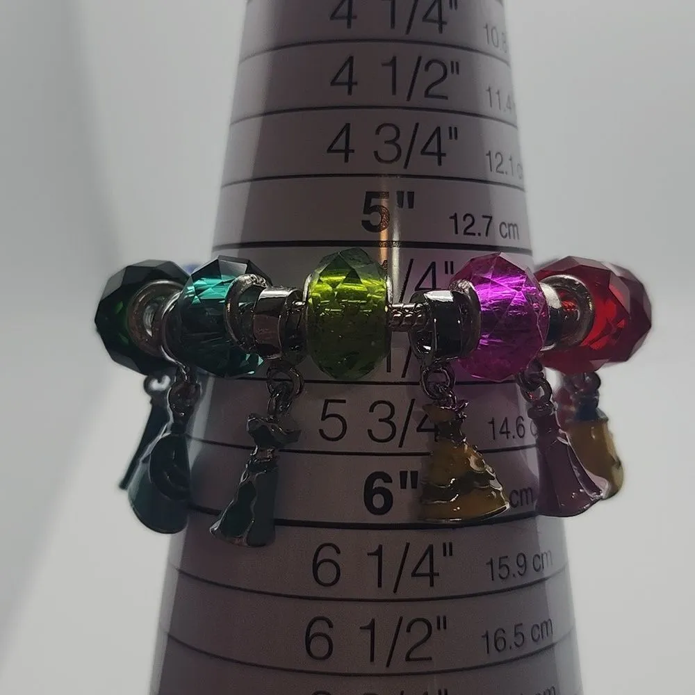 Sterling Silver Glass & Charm Disney Princess Dresses Bracelet - Image 5
