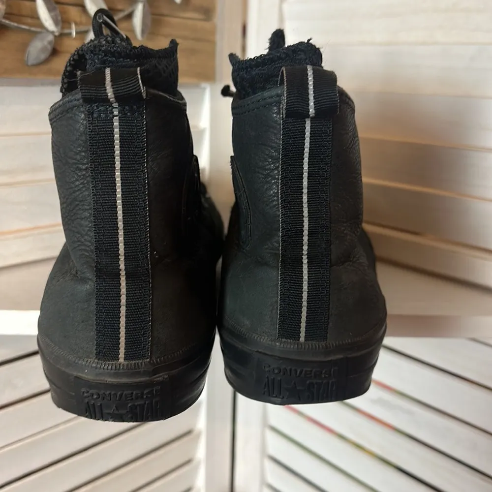 ⭐️ Rare⭐️ Black Leather Converse Hightops with Lunarlon Waffle Inserts - Image 8