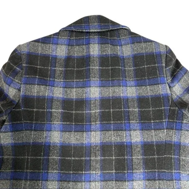 J.Crew Plaid‎ Wool Blend Double Breasted Pea Coat Jacket Blue Gray Size 6 - Image 11