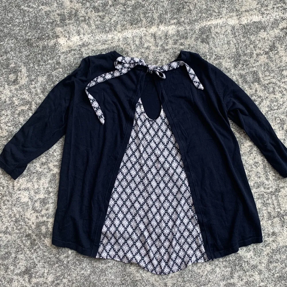 Loft Mixed Media 3/4 Sleeve Swing Sweater - Image 4