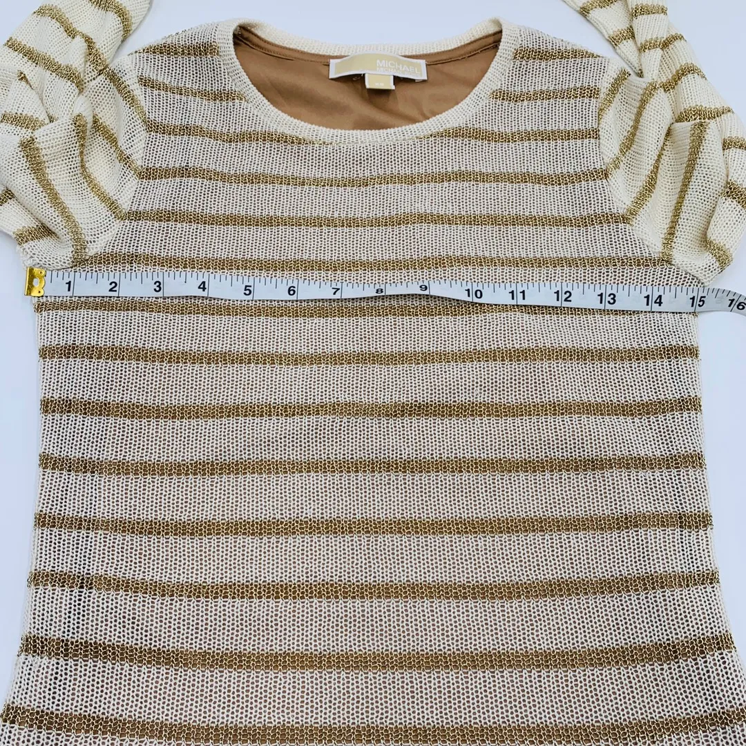 Cream Metallic-Gold Stripe Sweater XS - Image 7