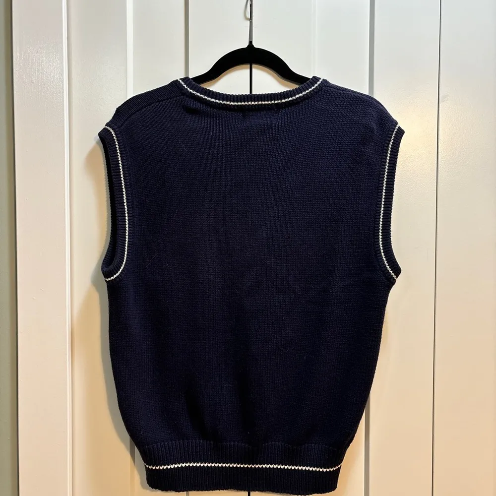 Vintage Lily’s of Beverly Hills Blue Floral Knit Sweater Vest, Sz M Size M - Image 4