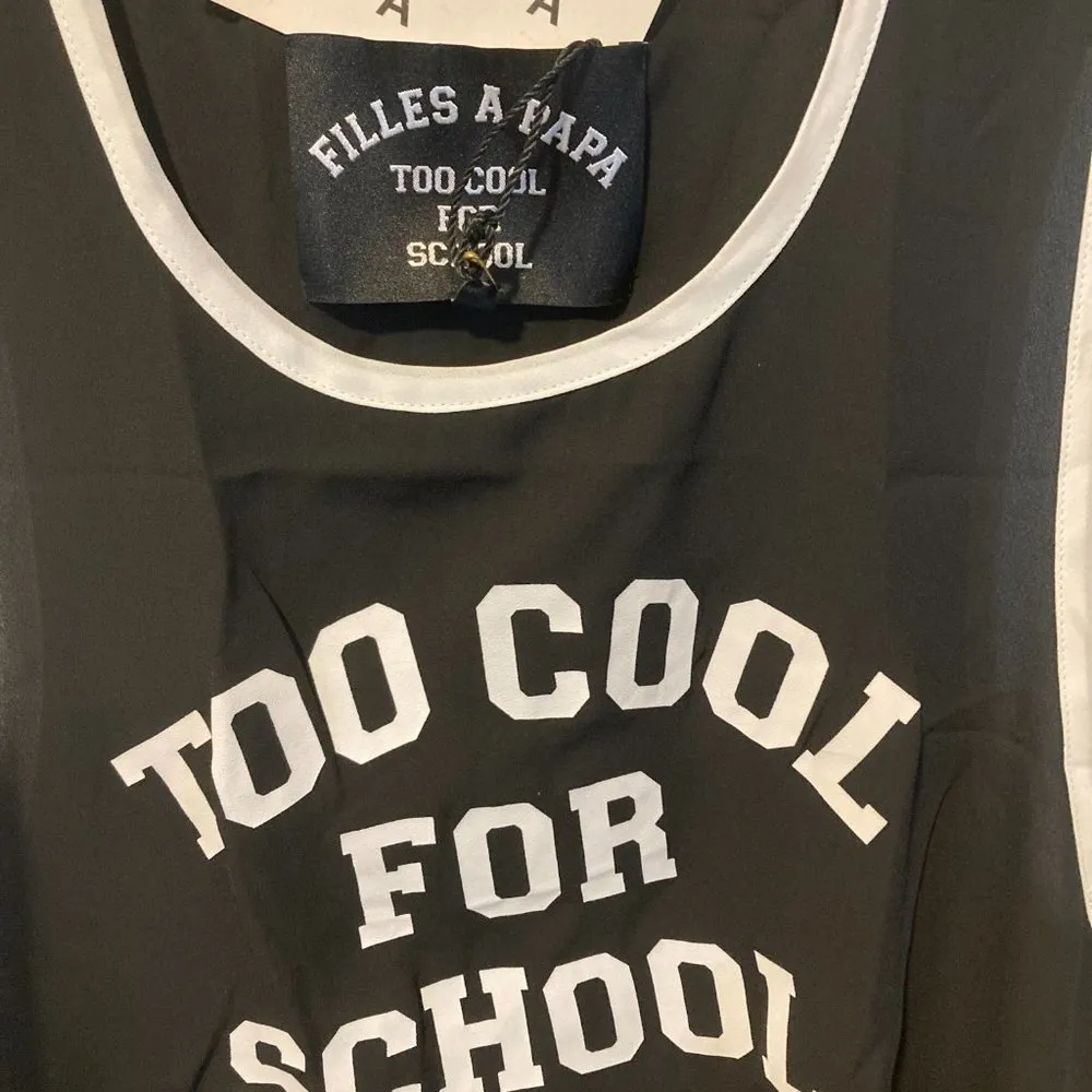 Filles a Papa FAP women's size II (medium) TOO COOL FOR SCHOOL wide arm tank top Black - Image 2