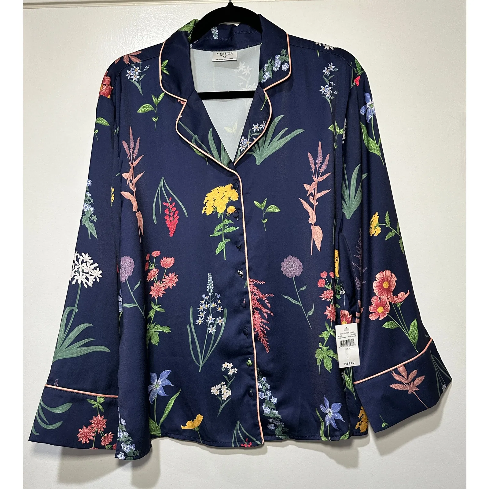 Mestiza New York Gigi Pajama Set 2 Piece Navy Multi Size Medium NWT Floral Print Blue - Image 3