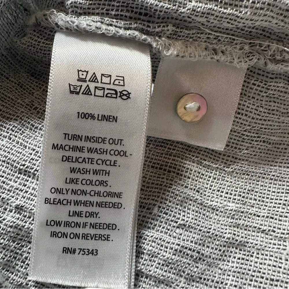 Tahari Grey Heather 100% Linen Oversized Button Down Blouse Top size XS - Image 10