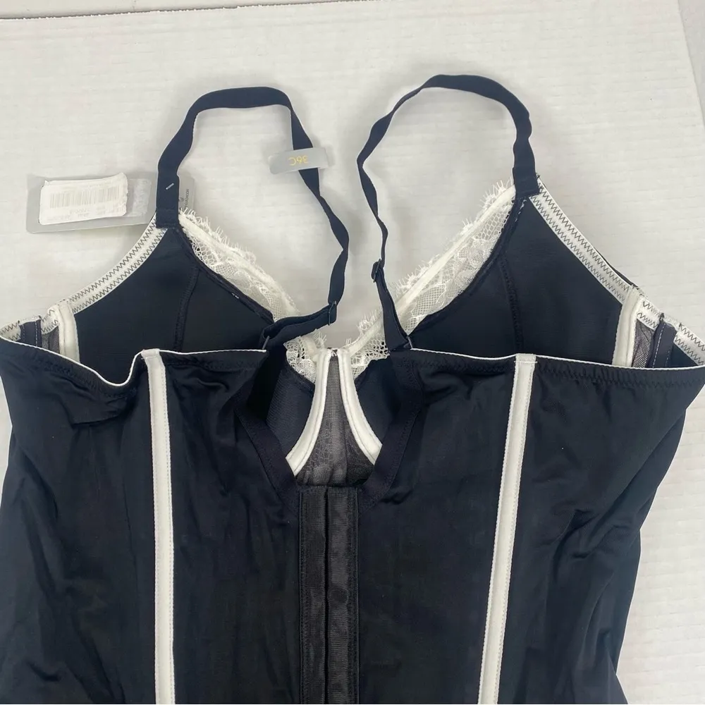 Modern Movement Womens Bustier Bra Black White Underwire Size 36C - Image 5
