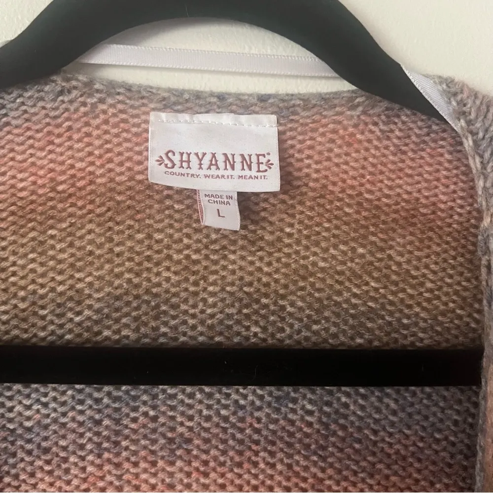 Shyanne Women's Striped Cardigan Sweater Fringe 100% Acrylic Size Large - Image 3