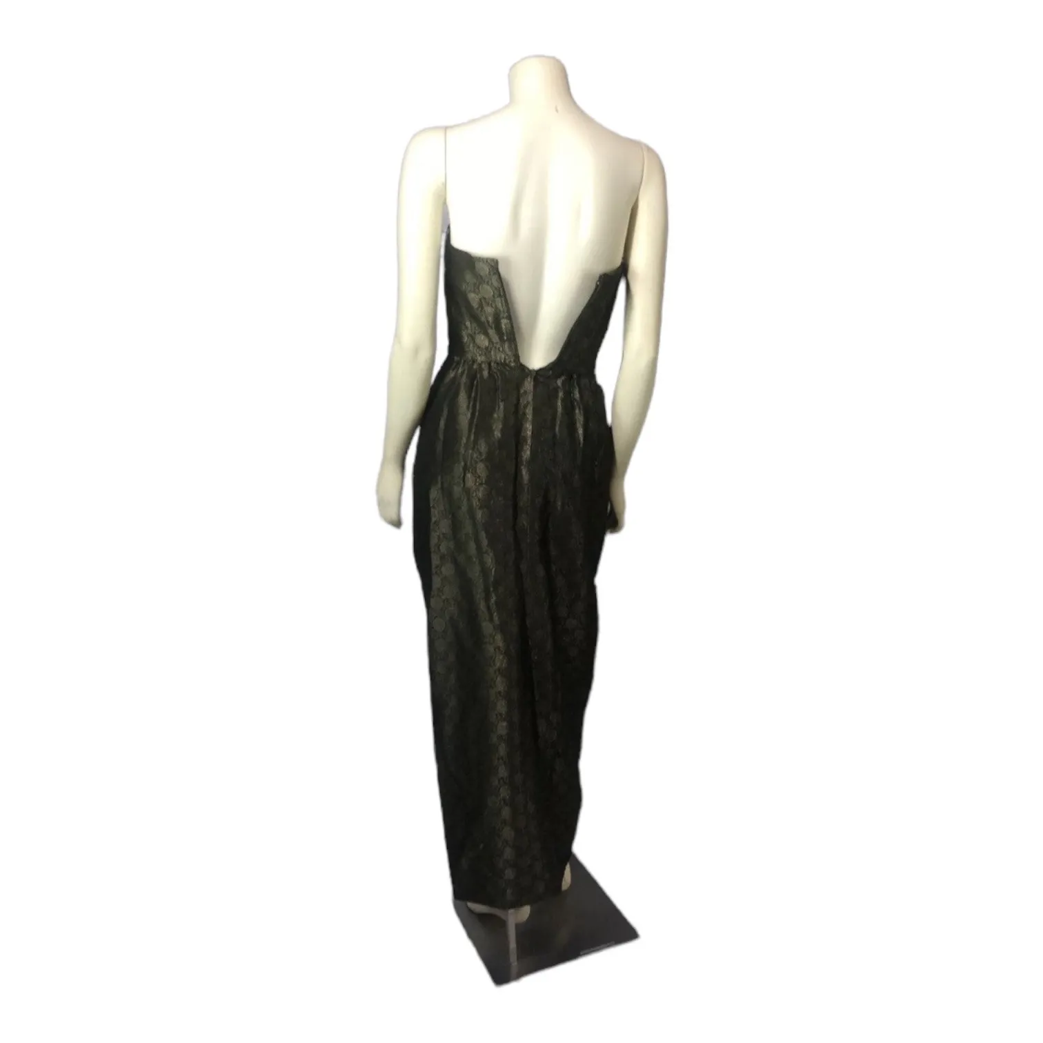 1980’s Carolyne Roehm strapless Metallic Brocade Strapless Gown formal dress XXS - Image 4