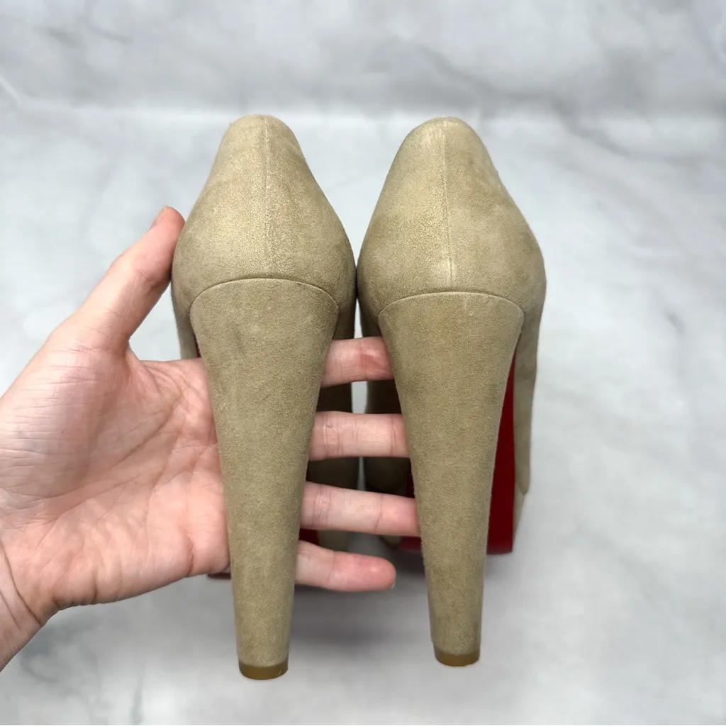 Christian Louboutin Altanana 140 Suede Platform Open Toe Block Heel Pumps 40 - Image 6