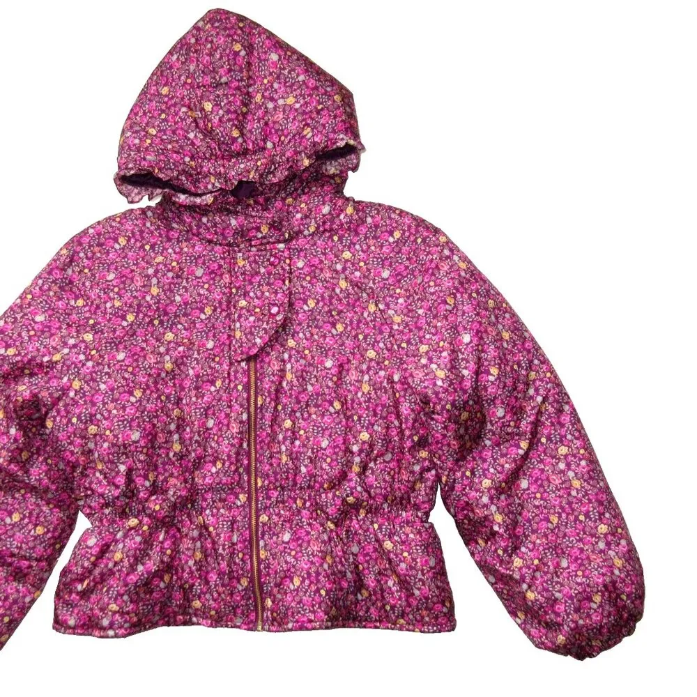 NWT LoveShackFancy Modena in Cherry Wine Floral Quilted Puffer Coat L $475 - Image 2