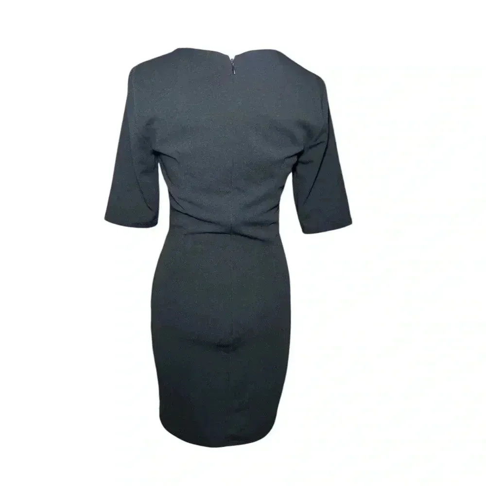 Lulus Made‎ With Love Size 4 Little Black Dress Short Sleeve Knee Length Wrap - Image 2