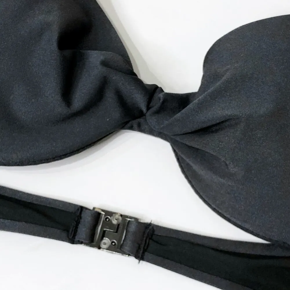 H&M Bikini Top 32A Separates Twist Front Cross Bust Halter Grey Gray - Image 3