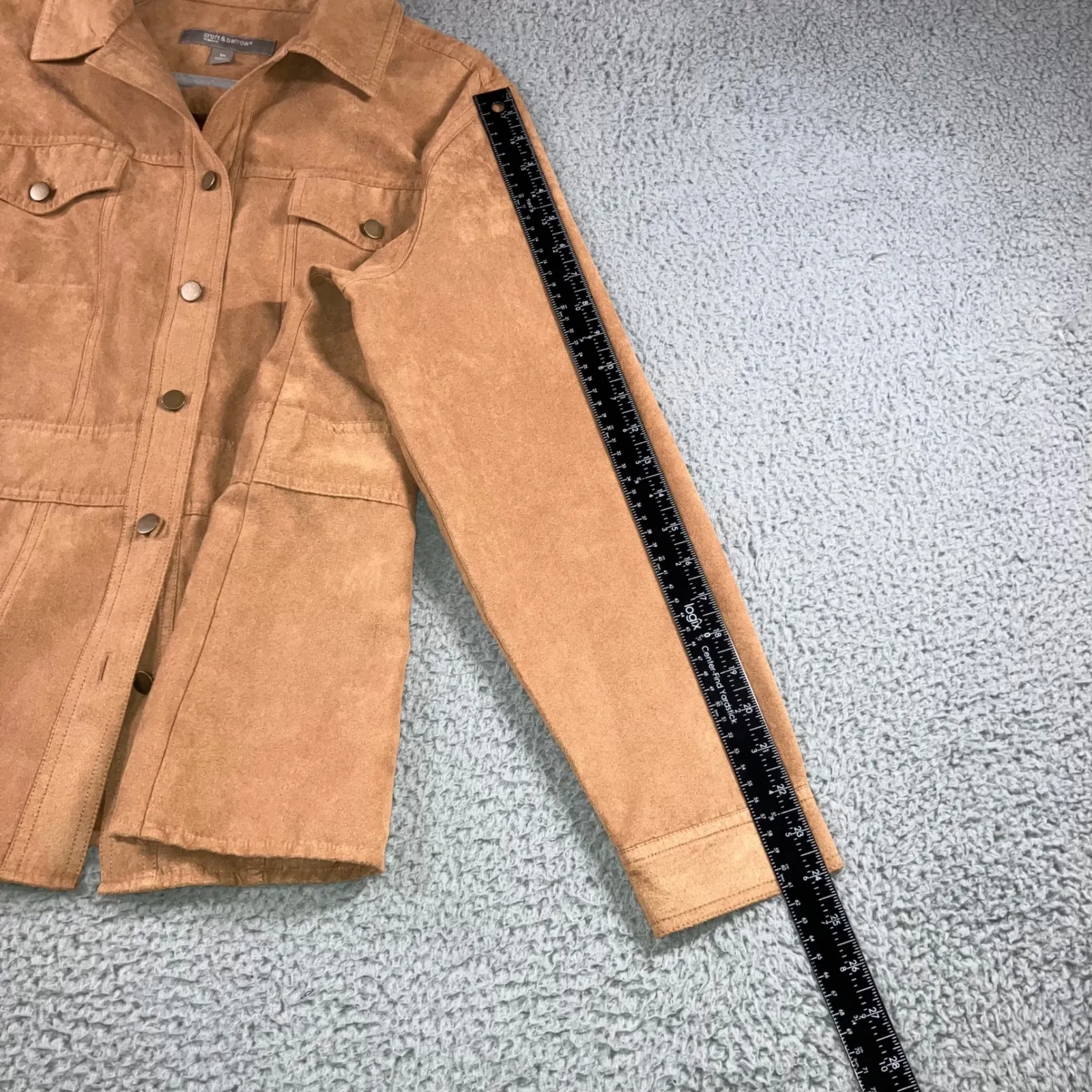 Croft & Barrow Faux Suede Shirt Jacket Women 1X Button Front Academia Minimalist - Image 5