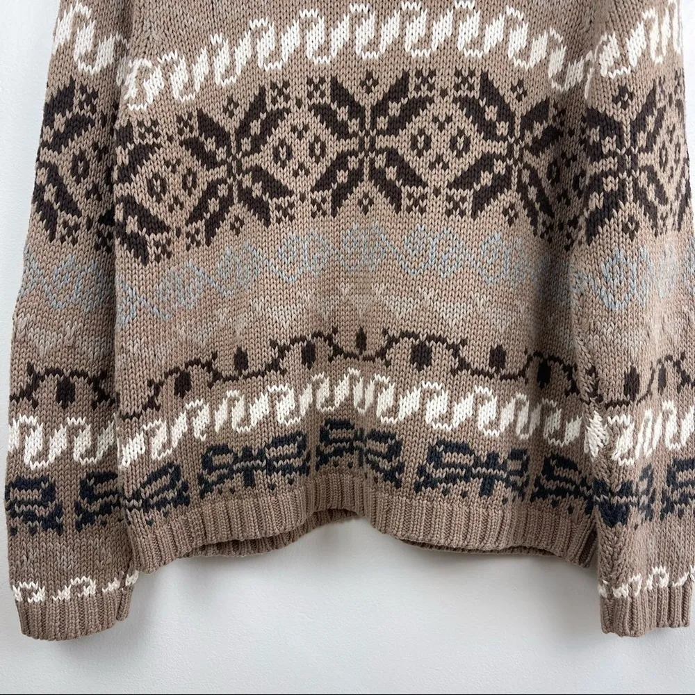 𝅺Talbots Nordic Fair Isle Chunky Knit Cotton Grandma Grandpa Kawaii Cardigan LP - Image 7