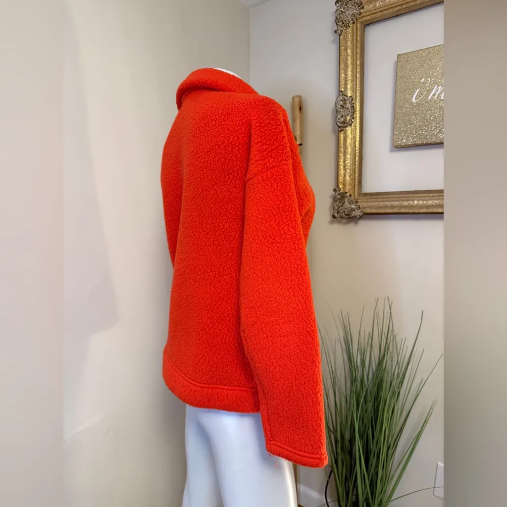 J. Crew Fleece Sherpa Women’s XS Red Orange Half Zip Pullover Jacket - Image 5