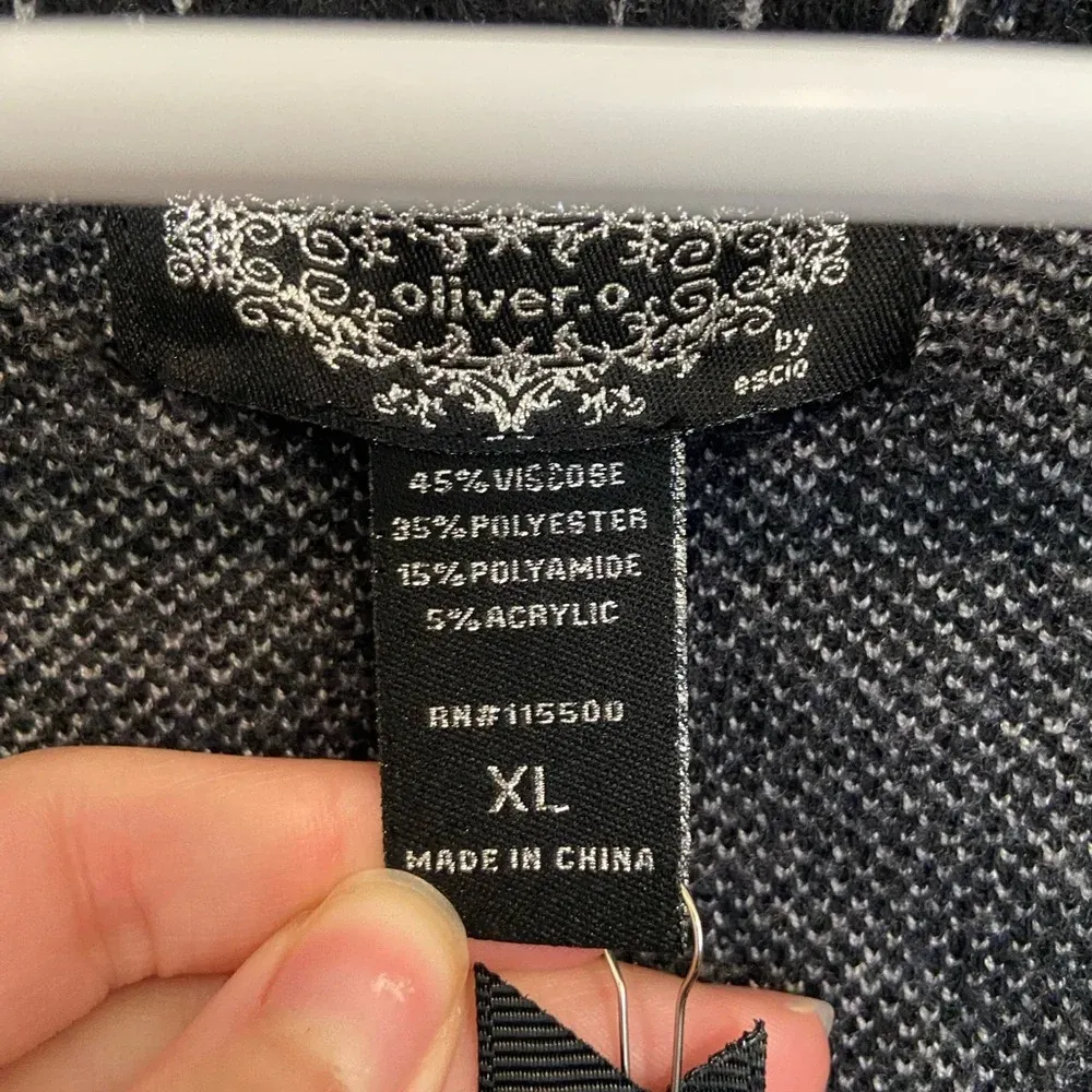 NWT | Oliver O‎ women’s twill plaid patterned open front jacket — XL Black - Image 4